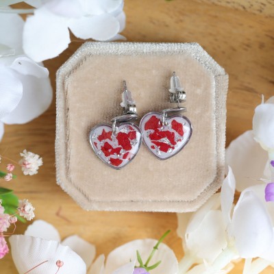 Earrings with tulip petals and silver