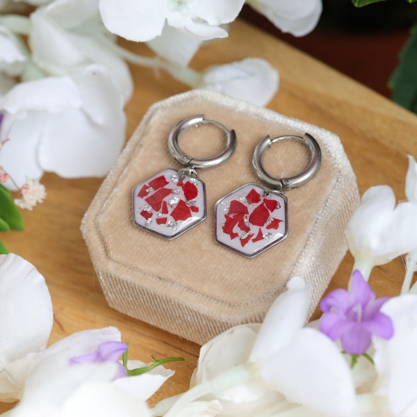 Earrings with tulip petals and silver