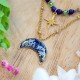 Double Lunula Necklace Full of Stones with Wild Carrot Flower