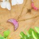 Double Lunula Necklace Full of Stones with Wild Carrot Flower