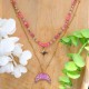 Double Lunula Necklace Full of Stones with Wild Carrot Flower