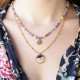Double necklace heart full of stones with pansy