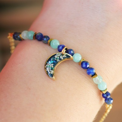 Moon bracelet with wild carrot flower