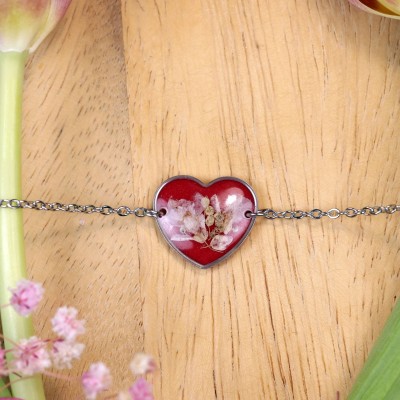 Blisko Serca - Kolekcja Walentynkowa. Bransoletka serce z polnymi kwiatami