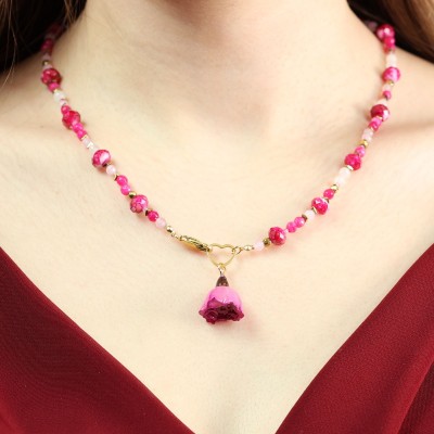 Blisko Serca - Kolekcja Walentynkowa. Naszyjnik z pąkiem róży