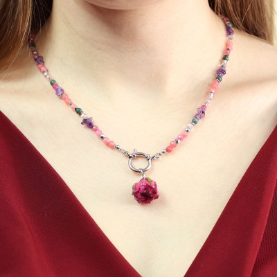 Blisko Serca - Kolekcja Walentynkowa. Naszyjnik z pąkiem róży