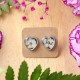 Heart stud earrings with spirea