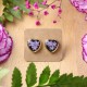 Heart stud earrings with forget-me-not
