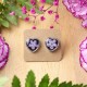 Heart stud earrings with forget-me-not