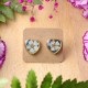 Heart stud earrings with spirea