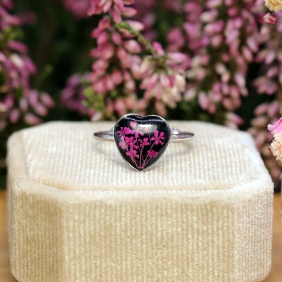 Wild carrot flower heart ring