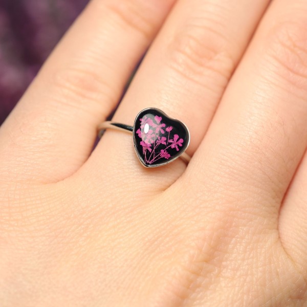 Wild carrot flower heart ring