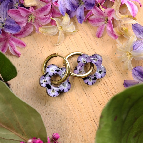 Flower earrings with forget-me-nots