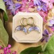 Classic lunula earrings with forget-me-nots