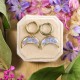 Classic lunula earrings with forget-me-nots