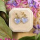 Klasyczne kolczyki serca  z niezapominajkami