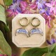 Classic lunula earrings with forget-me-nots