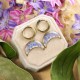 Classic lunula earrings with forget-me-nots