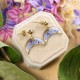 Classic lunula earrings with forget-me-nots
