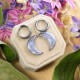 Classic moon earrings with forget-me-nots