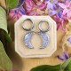 Classic moon earrings with forget-me-nots