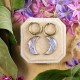 Classic moon earrings with forget-me-nots