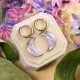 Classic moon earrings with forget-me-nots
