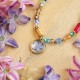 Necklace full of stones with forget-me-not