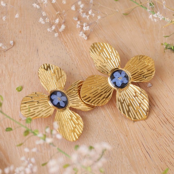 Decorative flower earrings with forget-me-nots