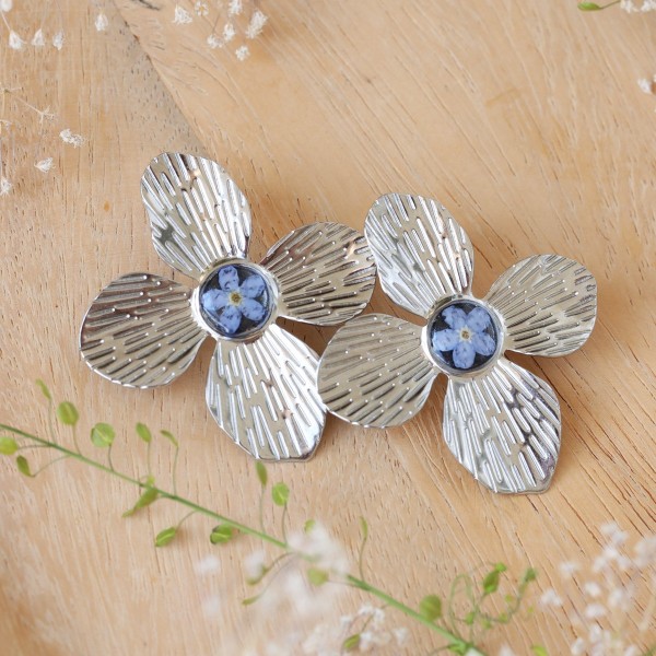 Decorative flower earrings with forget-me-nots