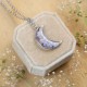 Classic moon necklace with forget-me-not