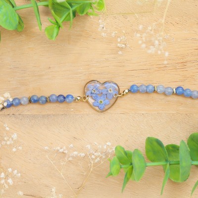 Heart bracelet with forget-me-not