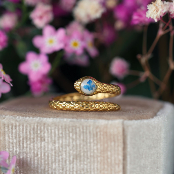 Wild Carrot Flower Snake Ring
