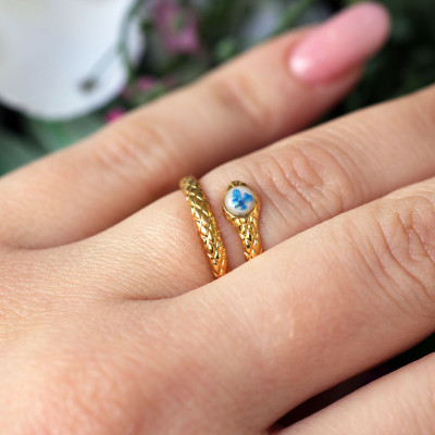 Wild Carrot Flower Snake Ring