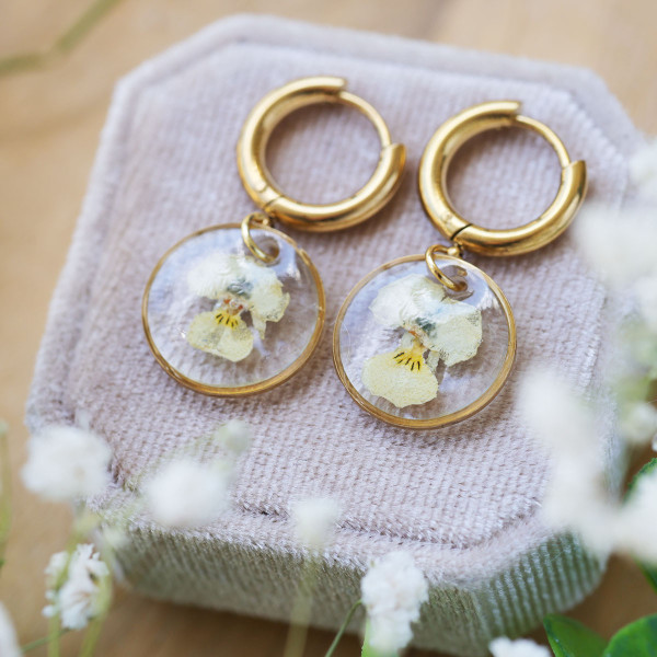 Pansy flower earrings