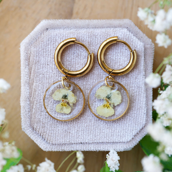 Pansy flower earrings