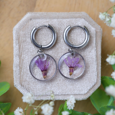 Purple bell earrings