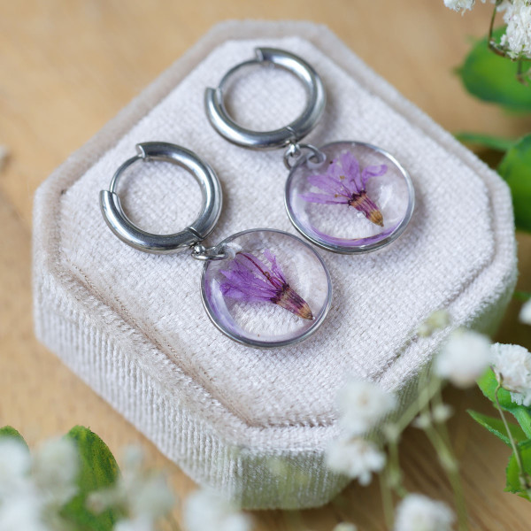 Purple bell earrings