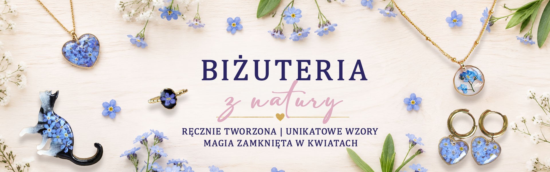 Biżuteria z niezapominajkami